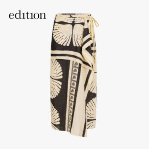 edition | Summer New Wraparound Linen Skirt with Silk Pattern