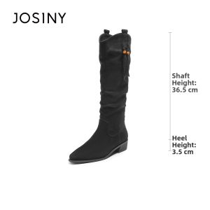 Josiny | Vintage Western Style Womens Long Boots Fringe Pointed