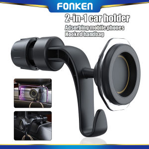 FONKEN 2-in-1 Car Rear Headrest & Seat Backrest Hook Magnetic Phone Holder Vehicle Mount Holder