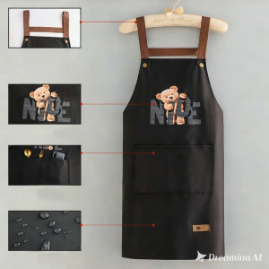SIGVARD Apron Waterproof Celemek Masak Dapur Pria Wanita Anti Air Minyak Motif Beruang CLM03