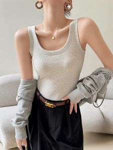 Pure Cotton Strap Vest Womens Summer New Style Outdoor Wear Beautiful Back Inner Match with Chest Pad White Sleeveless Base Shirt