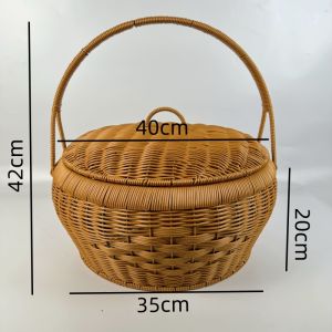 Large Handwoven Wicker Simulation Basket for Wedding Moving Offering God Visit Ancestral Rites Storage Organizer Basket