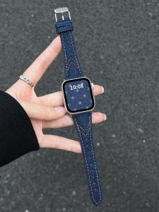XUEZHANGJIA | Creative Denim Leather Apple Watch Strap Autumn Winter