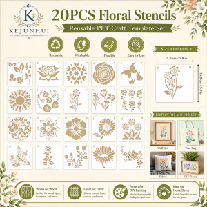 20pcs Flower Painting Stencils Plants Flowers Template Rose Sunflower Stencil Reusable Painting Templates for DIY Crafts Drawing