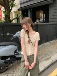 NIHAOKANONG | Đồ Knitwear Mùa Hè Cổ Lớn Chất Liệu Rỗ Womens