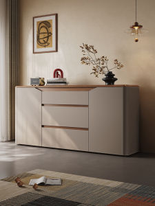 Wabi-Sabi Saddle Leather Solid Wood Storage Cabinet
