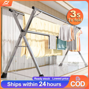 Ampaian baju Foldable Stainless Steel 240cm Three pole Clothes Hanger Large Drying Rack Clothes Drying Rack  折叠伸缩不锈钢晒衣架