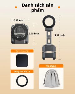 Giá Đỡ Điện Thoại Từ Tính Nâng Cấp Eary Đế Nam Châm Kép Di Động Gấp Gọn Chất Liệu Kim Loại Tương Thích Với Magsafe Dành Cho iPhone 18 17 16 15 14
