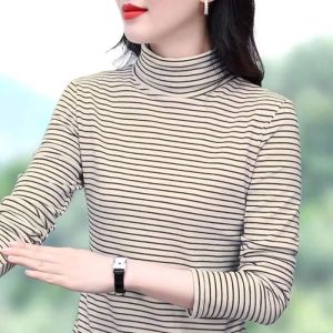 HUAXUNRAN | Warm Velvet Striped Top