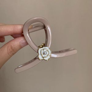 Minimalist Niche Style Camellia Grip Temperament Wild Shark Clip Ins Wind Head Clip All-Match Fringe Accessory