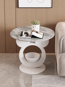 Italian Accessible Luxury Cute Sofa Stone Plate Side Table Minimalist Modern Creative and Slightly Luxury Accessible Luxury Small Apartment Living Room Home Mini Corner Table