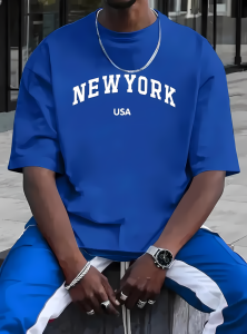New 2025 Summer Mens Newyoke Printed Soft Micro Elastic Breathable Round Neck T-shirt Outdoor Casual Top