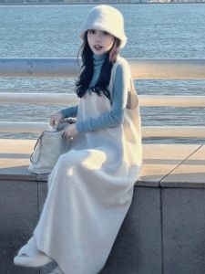 Maternity Set Autumn Winter New 2025 Korean Style Lazy Vest Dress Fashionable Two Piece Set for Pregnant Women Solid Color