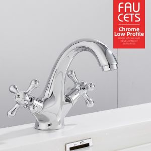 Antique Style Brass Color Hot and Cold Water Faucet For Wash Basin