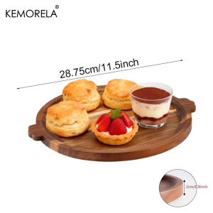 1/2PCS Acacia Wood Charcuterie Board Featuring Handles - Circular Serving Tray for Cheese Fruit Meats & Snacks For Restaurants