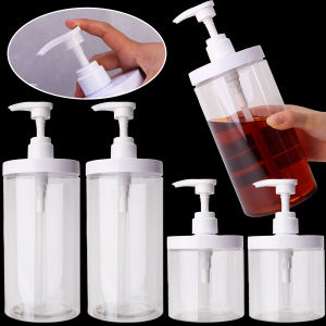 4Pcs 1000ml Plastic Pump Dispenser Bottles / Transparent Press Bottle / Wide Mouth Empty Bottle/ for Shampoo Lotion Soap / Liquid Shower Gel Bottle for Travel