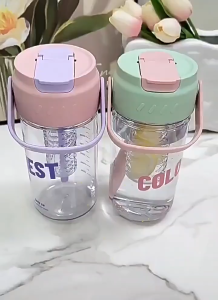 Murah Banget - Tumbler Modern Tutup Flip Sedotan / Botol Minum Transparan Anti Tumpah / Tumbler Stylish 600ml 800ml BPA Free