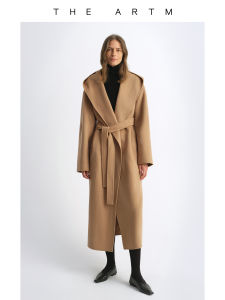 Hooded Cloak-Style Cashmere Wool Coat