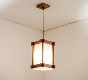 Lampu Gantung Jepang Minimalis Bahan Kayu Jati
