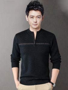 ROMON | Lormen Mens Knitted Sweater Thickened Fleece Lined Slim Fit Winter Warm Half Zipper Business Casual Fashion City Style Long Sleeve