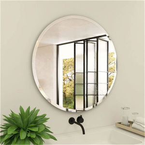 60cm or 80cm Frameless Circle Mirror Round Bathroom Wall Mirror with Beveled Edge for Vanity Living Room ﻿