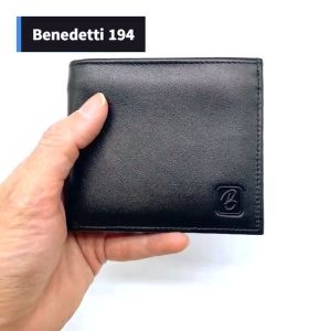 Benedetti 194 กระเป๋าสตางค์ กระเป๋าเงิน หนังแท้ สำหรับ หญิง ชาย สีดำ / สีน้ำตาล แบบชั้นการ์ด 2 ฝั่ง มีช่องใส่รูป สไตล์คลาสสิก