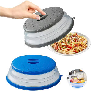 Collapsible Microwave Food Cover and Cushion BPA Free Heat Resistant Microwave Splatter Cover Multifuction Kitchen Gadget