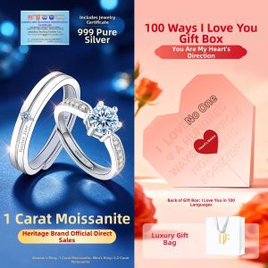 East Beauty | Moissanite 999 Silver Couple Rings