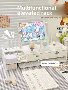 Multi-Layer Storage Cabinet Computer Desk Elevation Frame Student Dormitory Study Table Organization Rack Desktop Placement