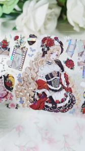 7*100CM Nhân Vật Cổ Điển Washi Tape PET Băng Dính Con Gái Màu đỏ Ánh Sáng Vỏ Trai Lãng Mạn Scrapbook Đẹp Quà Washi Tape Đẹp Cổ Điển Lộng Lẫy Trang Trí Sổ Tay Trang Trí Ảnh Ghép- S0614