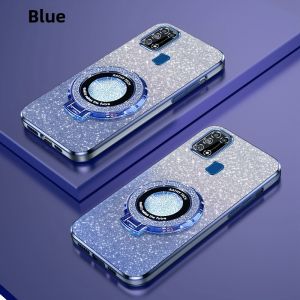 Fashionable Ultra-Thin Womens Phone Case for Samsung Galaxy M31 Gradient Magnetic Absorption Stand Full Cover Creative Luxury Soft Shell