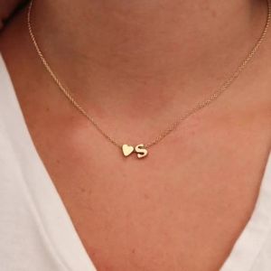 New Fashion Tiny Heart Dainty Initial Necklace Gold Silver Color Letter Name Choker Necklace for Women Pendant Jewelry Gifts