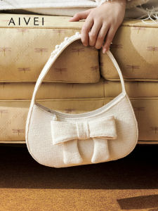 Aivei Sweet Lady Style Butterfly Knot Handbag Underarm Bag for Women Summer 2025 Soft Synthetic Leather Shoulder Bag