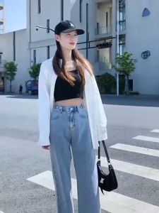 Girls Hub Women High Waist Casual Pants Loose Jeans Wide Leg Pants Long Jeans Blue Jeans Black Jeans 高腰宽松 牛仔裤 牛仔裤女