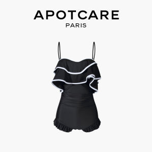 Adorable Double Lotus Leaf Edge One-Piece Swimsuit for Girls APOTCARE Summer 2025 Slimming Design Comfortable Swimming Costume