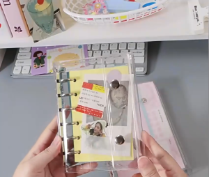 Chicmine Anti-peeling Binder Sheets Collection-ready Refill Sheets Clear Pvc Binder Cover for Diy Planner Inserts Anti-slip Shell for Photo Cards Stickers 5-hole A6/a7 Size Replacement Cross-border