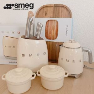 Yo-Fun Smeg Knife Block Set Stainless Steel 7-Piece Knives Set SMEG Home Kitchen Knife Set Pisau