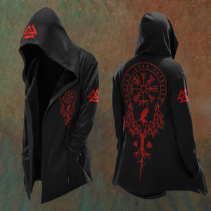 2025 New Abstract Cosmic Retro Print Spring/Fall Mens 3D Digital Print Oversized Hooded Trench Coat Cardigan
