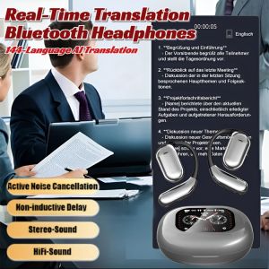 AI Smart Touch Screen Open Translation Bluetooth Headset 144-Language AI Translation Earphone Real-Time Translation Bluetooth Headphones
