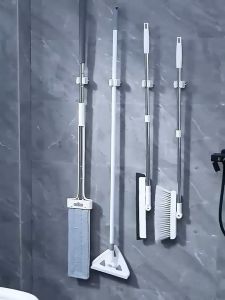 <Malsia Stock>Mop Hooks Holder Rack Wall Mounted Trackless Clamp Bathroom Broom Shelf Hanger Sangkut Penyangkut Clip