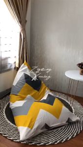 Bean Bag Triangle Plus ISI Size Dewasa Murah Motif Star and Moon - By Beanbag Smoothies