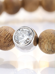 QUEENSUN 18K gold lab grown diamond pendant bracelet agarwood bracelet Buddha beads for men and women男女佛珠沉香钻石手串for women foe men gift，father gift