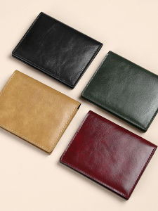 2025 New Mens Short Genuine Leather Wallet Integrated Drivers License Card Holder Large Capacity Multi-Card Slot Wallet