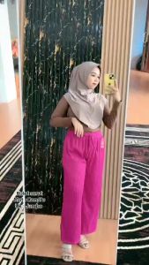 Celana Kulot Fuji Tali Serut Knit Condru Fuji Pants Wanita Panjang Dewasa