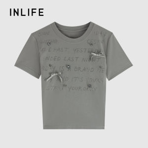 INLIFE | Embroidered Letters Short Crop Tee