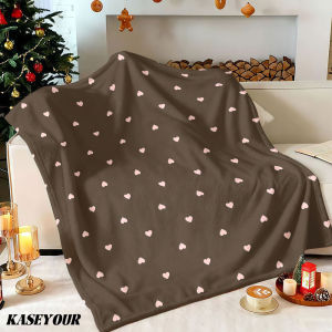 Beast Kingdom | Tan Light Blush Heart Winter Summer Flannel Blanket Throw Fleece Soft Fuzzy Plush Cozy Fleece Blankets for Sofa Ideal Gifts