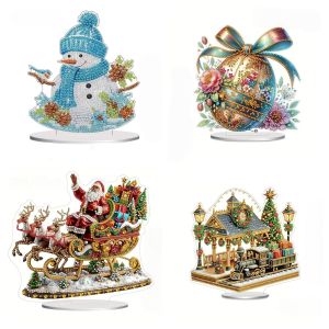 Bộ Tranh Kim Cương Tự Làm Hình Người Già Và Ngôi Nhà Trong Mùa Giáng Sinh Họa Tiết Người Tuyết Chất Liệu Acrylic Tranh Trang Trí Bộ Dụng Cụ Kim Cương Tròn Đơn Chiếc