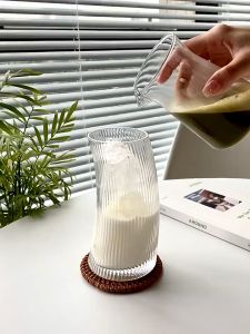 Ly Cốc Cafe Sinh Tố Nước Ép Thủy Tinh Sọc Cong Chịu Nhiệt Decor Cao Cấp