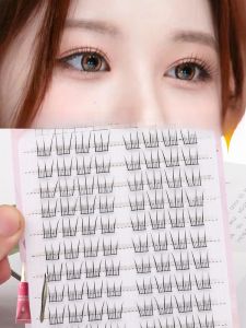 Korean Style Female Group Fake Eyelashes Natural Simulation Single Cluster Segmented Design Easy to Use Dense Curly for Any Skin Type