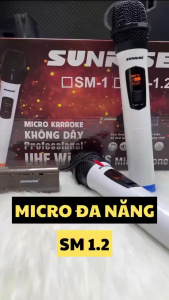 Micro đa năng không dây karaoke Sunrise SM 1.2 mic không dây sóng UHF chống hú hút giọng sử dụng cho loa kéo amply
